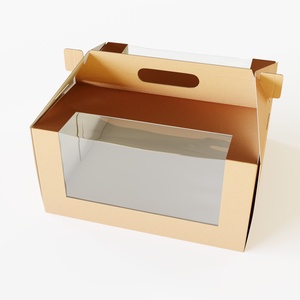 3D W Packaging Cake Box Kraft with Window model