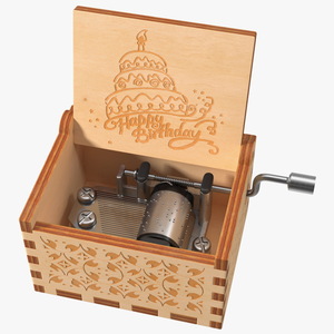 Wooden Hand Crank Music Box 3D