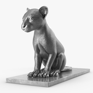 3D Silver Statue of Panther on Stand for 3D Print