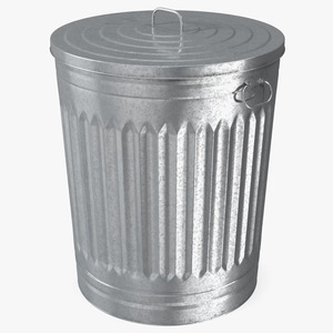 3D Galvanized Steel Trash Can