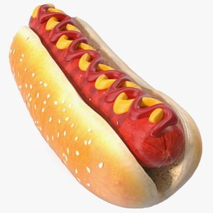 3D model Hot Dog with Ketchup Mustard Zigzag