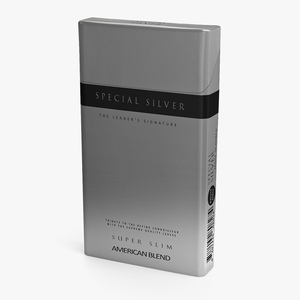 3D Pack of Cigarettes Super Slim Silver