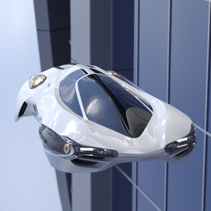 Futuristic Urban Flying Vehicle White 3D