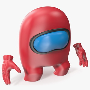 3D Among Us Red Character Sad