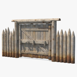 Medieval Gate with Stockade 3D