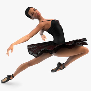 Light Skinned Black Ballerina Jump Pose 3D model