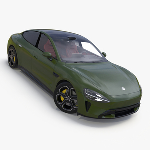 Xiaomi SU7 EV Sleek Car 2023 Verdant Green Rigged 3D model