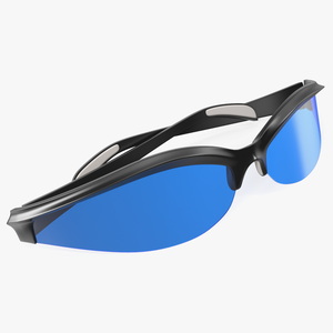 Black Frame Polarized Cycling Sunglasses Folded 3D