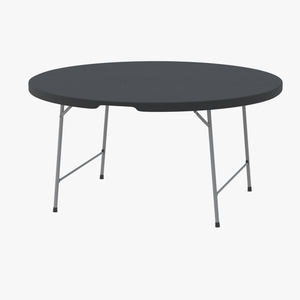 Round Folding Table Black Unfolded 3D model