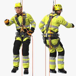 3D model High Altitude Worker Suspended Pose