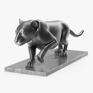 3D Metallic Panther Statue model