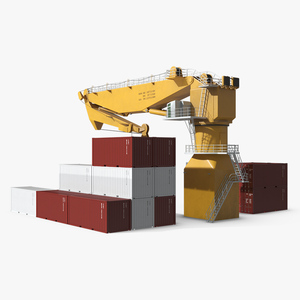 3D model Port Cargo Crane and Shipping Containers