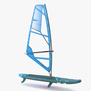 3D Inflatable Windsurf SUP with Sail Blue model