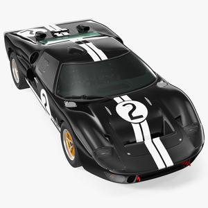 3D Ford GT40 Racing Car Black Rigged model