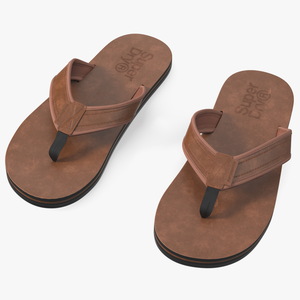 3D Flip Flops Sandals Superdry Brown model