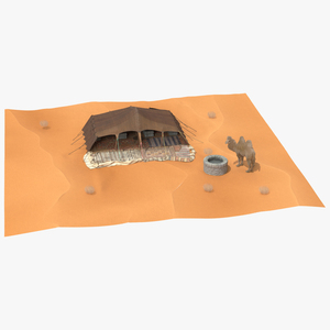 3D model Desert Camp with Camel and Tent Fur