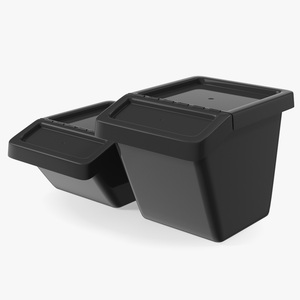 Black Storage Containers with Lid Set 3D