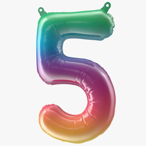 3D model Balloon Numbers 5 Rainbow