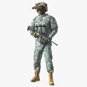 3D model Soldier in Night Vision Goggles Grey Camo Standing