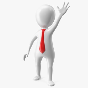 3D Waving Stickman With Red Tie model