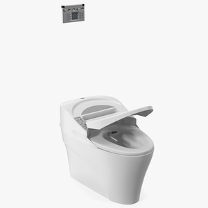 3D Smart Toilet with Remote Control Panel model