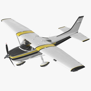 Four Seat Light Utility Aircraft Rigged 3D model