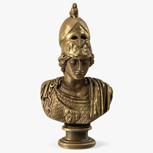 3D Head Sculpture Goddess Athena Bronze