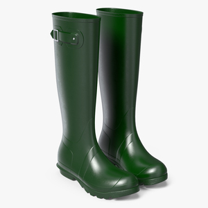 3D Tall Rain Boots Green