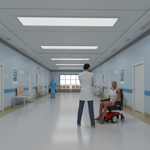 Hospital Hallway Corridor Corner with People 3D model