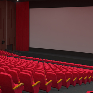 Movie Theater Interior Lights On 3D