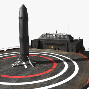 Autonomous Rocket Landing Ship and Orbital Rocket 3D model