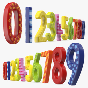 Colourful Wooden Number Set 3D