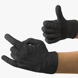 3D Gloved Hands Medical Black Rigged model