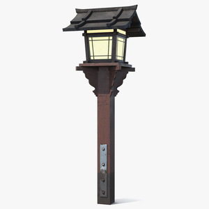 3D Asian Garden Wooden Lantern Old