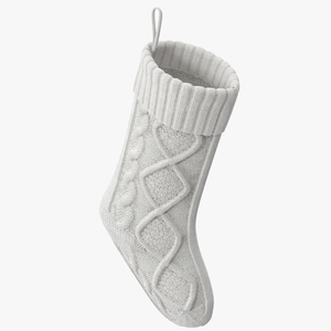 3D model Knitted Christmas Stocking in White