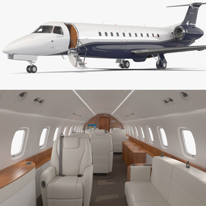 3D Private Jet Aircraft 650E with Cabin Rigged model