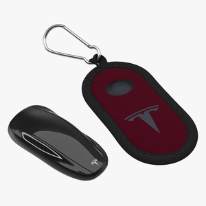 Tesla S Key Fob And Red Cover 3D model