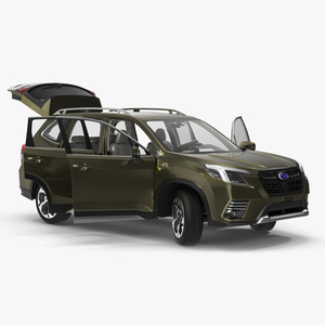 Subaru Forester 2022 Green Rigged for Maya 3D