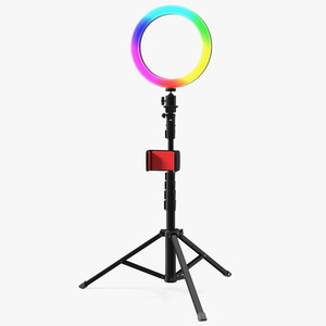 LED Selfie Ring Light with Tripod and Phone Holder RGB 3D model