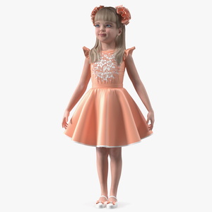 Elegant Girl Child Standing 3D