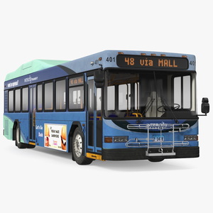 3D Gillig Low Floor Hybrid Bus Intercity Blue Simple Interior model