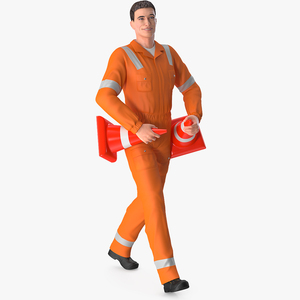 Road Worker Walking Pose 3D model