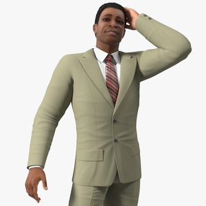 3D Light Skin Afro American Businessman