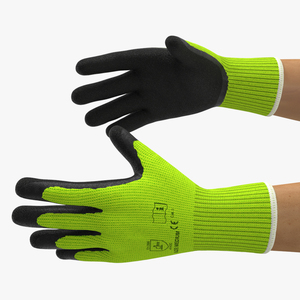 3D Hands in Safety Work Gloves Green model