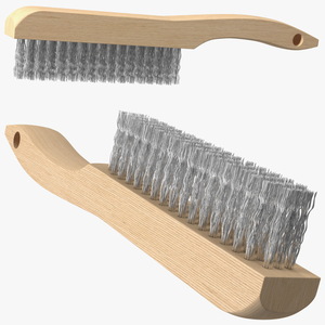 3D model Wooden Handle Steel Wire Brush