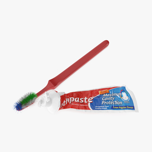 3D Used Brush with Toothpaste