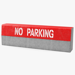 Road Curb 1m Red No Parking 3D