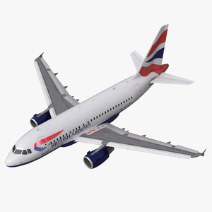 Airbus A318 British Airways Rigged 3D model