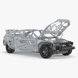 Car Frame and Chassis with Wheels Rigged for Cinema 4D 3D model