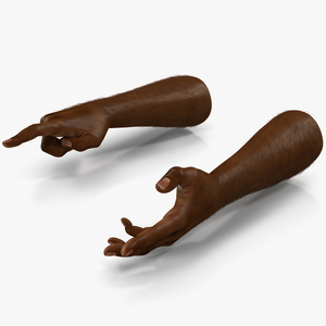 3D African Man Hands with Fur Rigged model